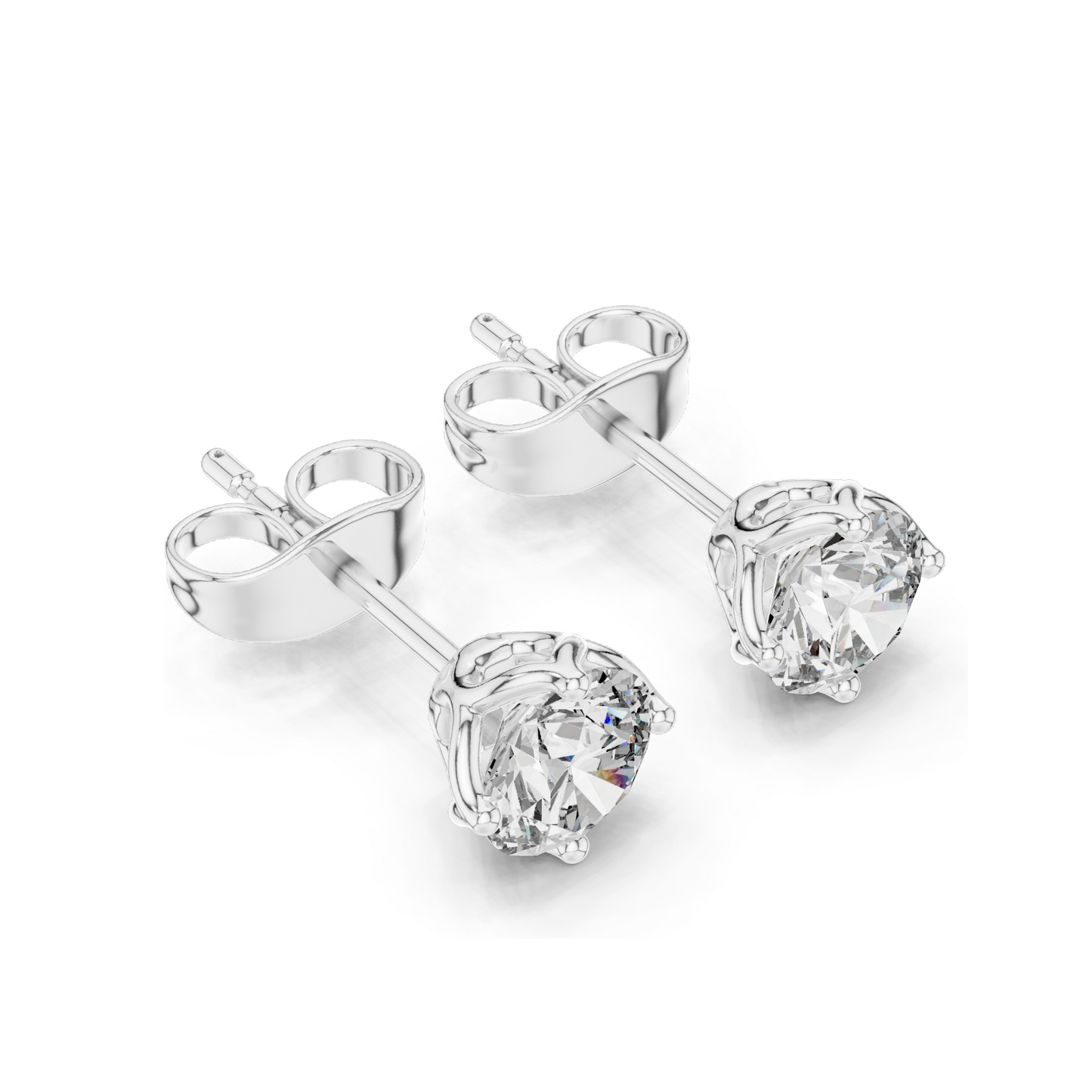 1 CT Lab Diamond Stud Earrings | VVS-VS EF Clarity | 18KT, 14KT, 10KT Gold & 925 Silver | Rose, Yellow, White Gold & Moissanite Options