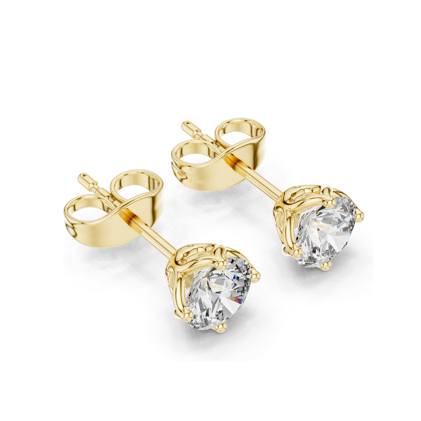 1 CT Lab Diamond Stud Earrings | VVS-VS EF Clarity | 18KT, 14KT, 10KT Gold & 925 Silver | Rose, Yellow, White Gold & Moissanite Options