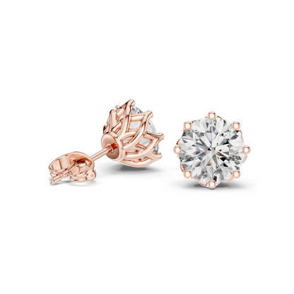 4 CT Lab Diamond Stud Earrings | VVS-VS EF Clarity | 18KT, 14KT, 10KT Gold & 925 Silver | Rose, Yellow, White Gold & Moissanite Options