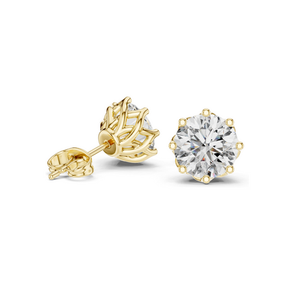 4 CT Lab Diamond Stud Earrings | VVS-VS EF Clarity | 18KT, 14KT, 10KT Gold & 925 Silver | Rose, Yellow, White Gold & Moissanite Options