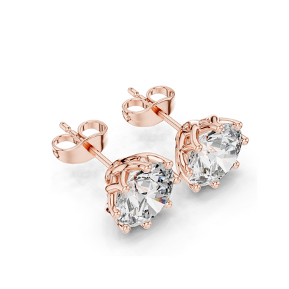 4 CT Lab Diamond Stud Earrings | VVS-VS EF Clarity | 18KT, 14KT, 10KT Gold & 925 Silver | Rose, Yellow, White Gold & Moissanite Options