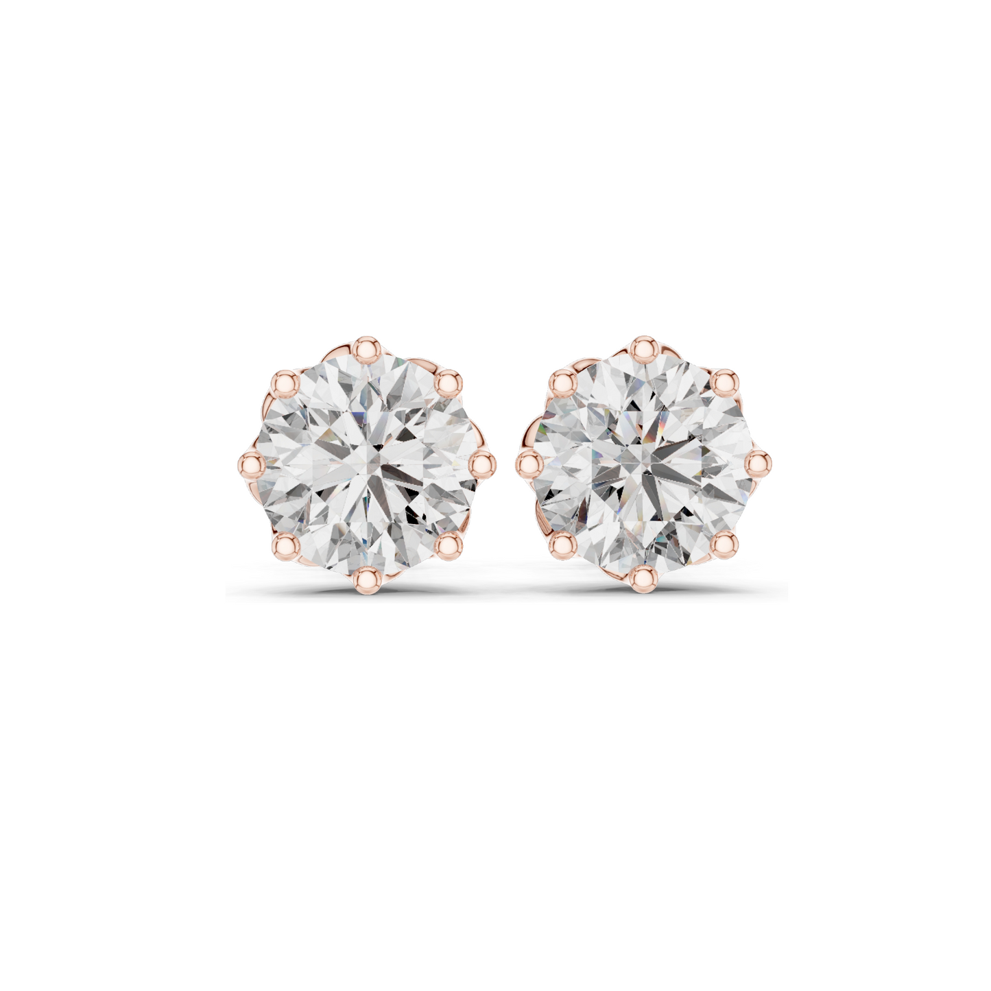 4 CT Lab Diamond Stud Earrings | VVS-VS EF Clarity | 18KT, 14KT, 10KT Gold & 925 Silver | Rose, Yellow, White Gold & Moissanite Options