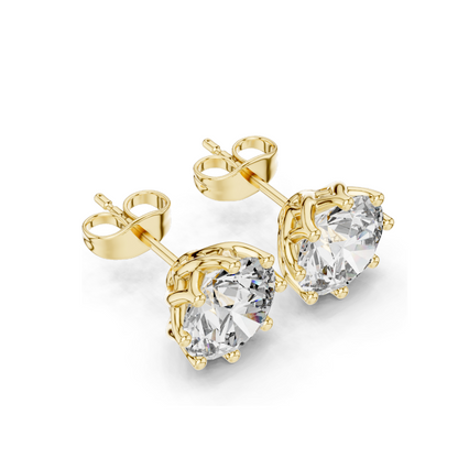 4 CT Lab Diamond Stud Earrings | VVS-VS EF Clarity | 18KT, 14KT, 10KT Gold & 925 Silver | Rose, Yellow, White Gold & Moissanite Options