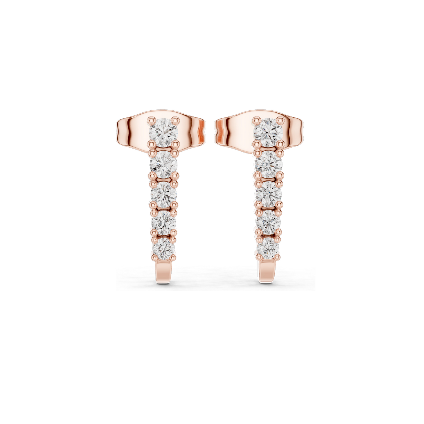 0.214 CT Lab Diamond Bar Drop Earrings | Round Brilliant Cut VVS-VS EF CVD Diamonds | 18KT, 14KT, 10KT Gold & 925 Silver | Rose, Yellow, White Gold & Moissanite Options