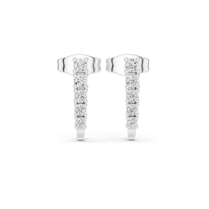 0.214 CT Lab Diamond Bar Drop Earrings | Round Brilliant Cut VVS-VS EF CVD Diamonds | 18KT, 14KT, 10KT Gold & 925 Silver | Rose, Yellow, White Gold & Moissanite Options