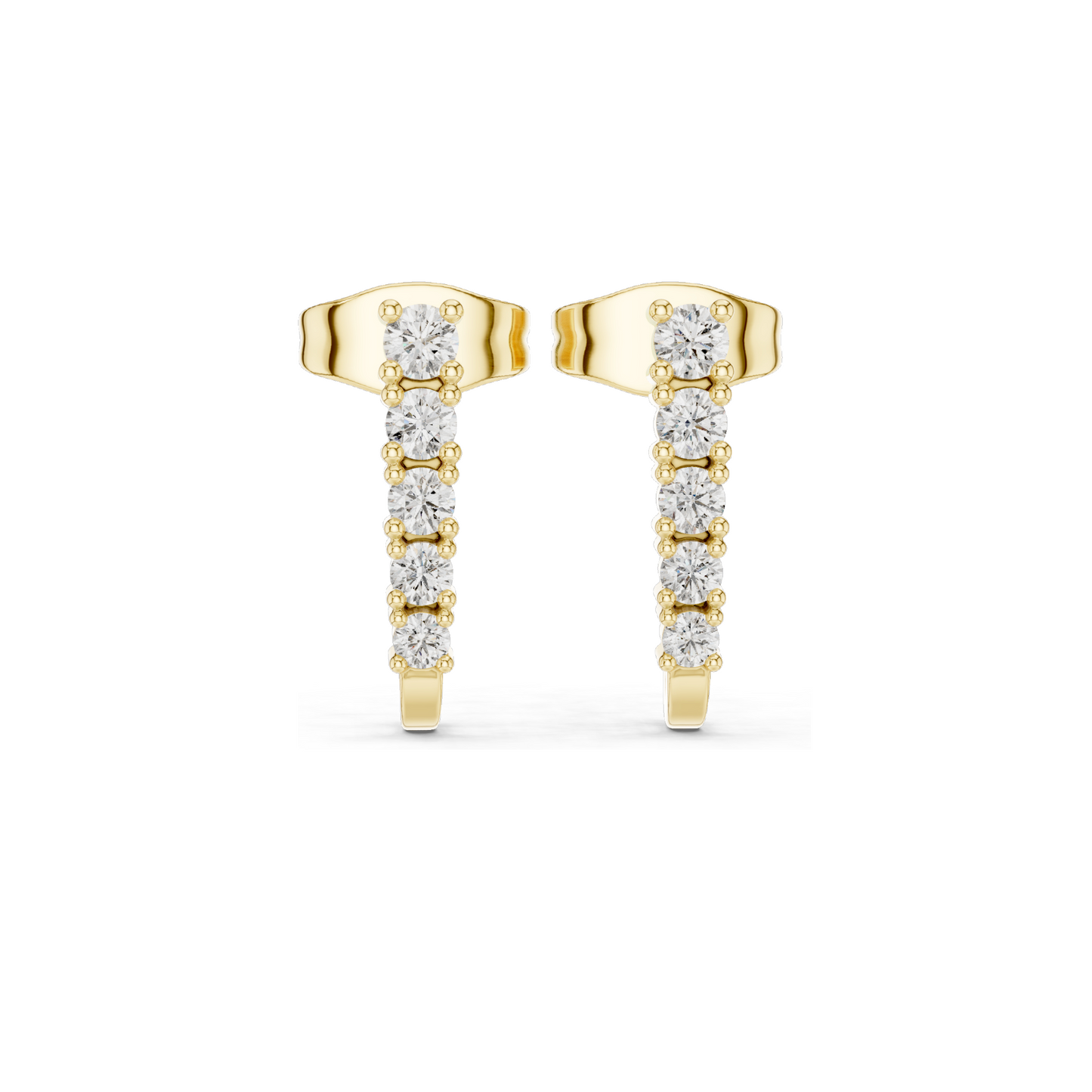 0.214 CT Lab Diamond Bar Drop Earrings | Round Brilliant Cut VVS-VS EF CVD Diamonds | 18KT, 14KT, 10KT Gold & 925 Silver | Rose, Yellow, White Gold & Moissanite Options