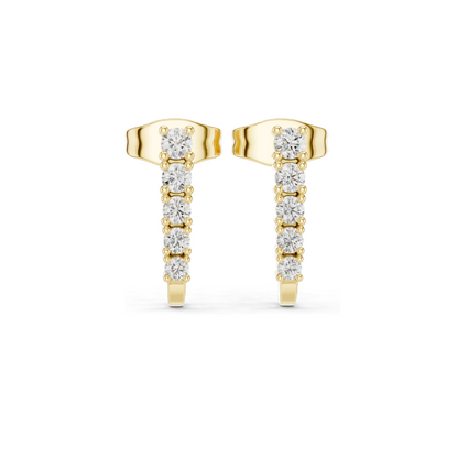 0.214 CT Lab Diamond Bar Drop Earrings | Round Brilliant Cut VVS-VS EF CVD Diamonds | 18KT, 14KT, 10KT Gold & 925 Silver | Rose, Yellow, White Gold & Moissanite Options