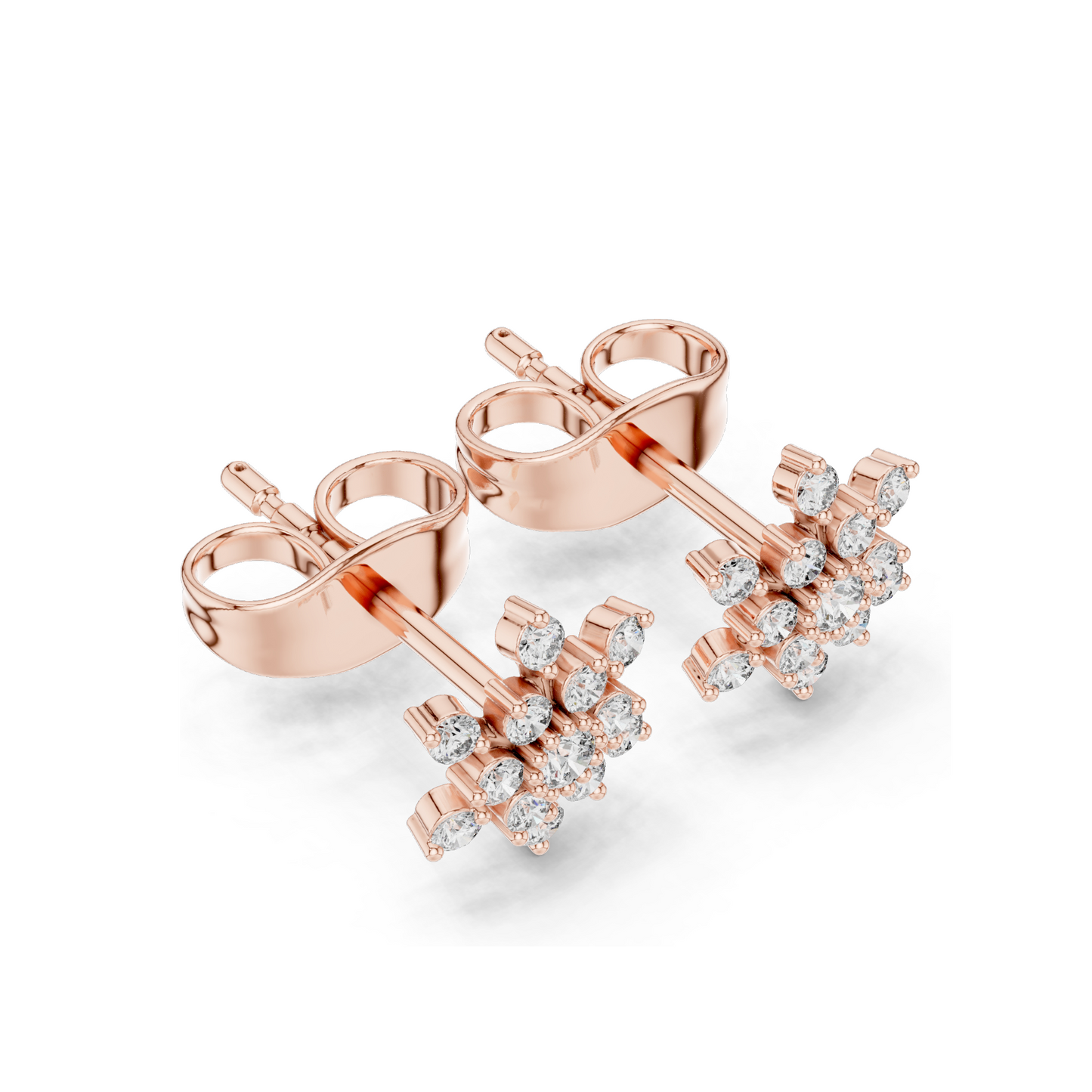 0.174 CT Lab Diamond Snowflake Earrings for Women | VVS-VS EF Clarity | 18KT, 14KT, 10KT Gold & 925 Silver | Rose, Yellow, White Gold & Moissanite Options