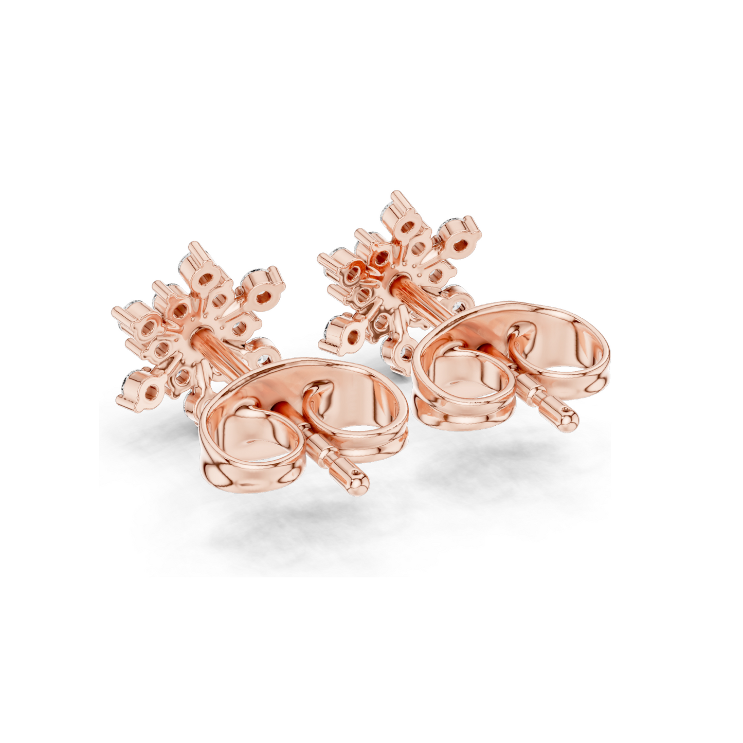 0.174 CT Lab Diamond Snowflake Earrings for Women | VVS-VS EF Clarity | 18KT, 14KT, 10KT Gold & 925 Silver | Rose, Yellow, White Gold & Moissanite Options