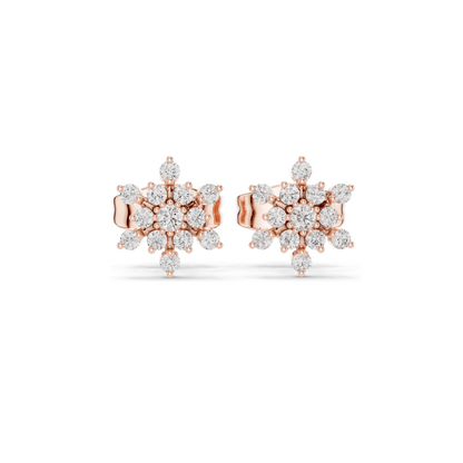 0.174 CT Lab Diamond Snowflake Earrings for Women | VVS-VS EF Clarity | 18KT, 14KT, 10KT Gold & 925 Silver | Rose, Yellow, White Gold & Moissanite Options