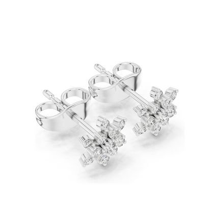 0.174 CT Lab Diamond Snowflake Earrings for Women | VVS-VS EF Clarity | 18KT, 14KT, 10KT Gold & 925 Silver | Rose, Yellow, White Gold & Moissanite Options