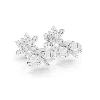0.174 CT Lab Diamond Snowflake Earrings for Women | VVS-VS EF Clarity | 18KT, 14KT, 10KT Gold & 925 Silver | Rose, Yellow, White Gold & Moissanite Options