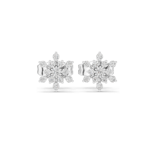 0.174 CT Lab Diamond Snowflake Earrings for Women | VVS-VS EF Clarity | 18KT, 14KT, 10KT Gold & 925 Silver | Rose, Yellow, White Gold & Moissanite Options