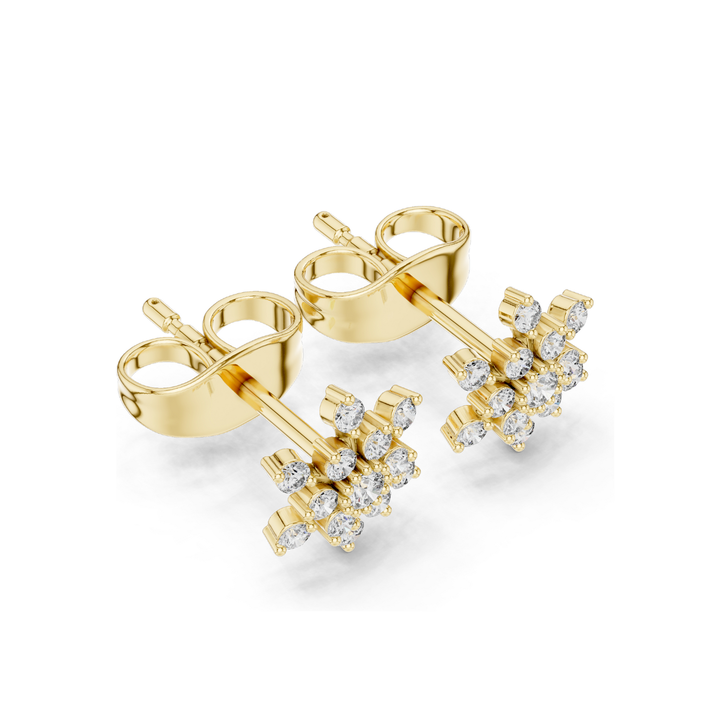 0.174 CT Lab Diamond Snowflake Earrings for Women | VVS-VS EF Clarity | 18KT, 14KT, 10KT Gold & 925 Silver | Rose, Yellow, White Gold & Moissanite Options