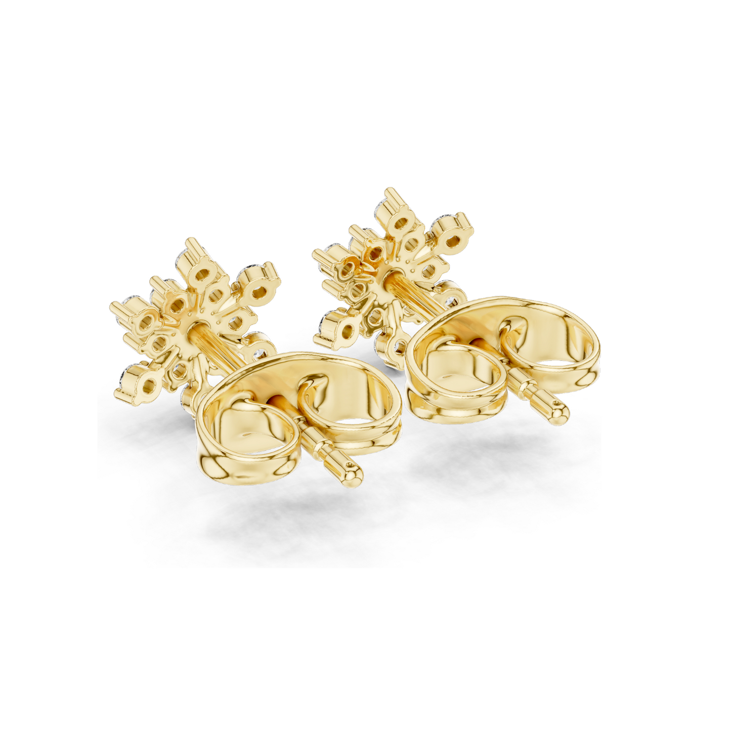 0.174 CT Lab Diamond Snowflake Earrings for Women | VVS-VS EF Clarity | 18KT, 14KT, 10KT Gold & 925 Silver | Rose, Yellow, White Gold & Moissanite Options