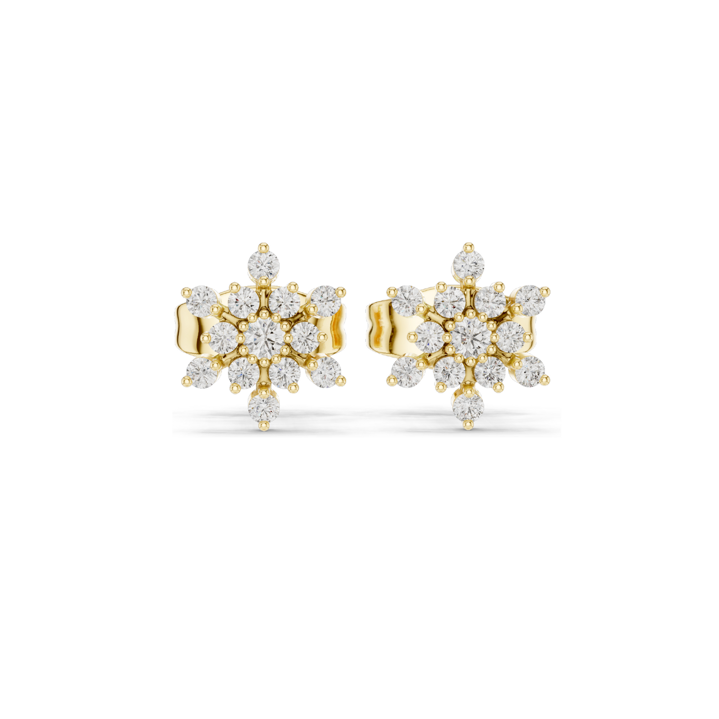0.174 CT Lab Diamond Snowflake Earrings for Women | VVS-VS EF Clarity | 18KT, 14KT, 10KT Gold & 925 Silver | Rose, Yellow, White Gold & Moissanite Options