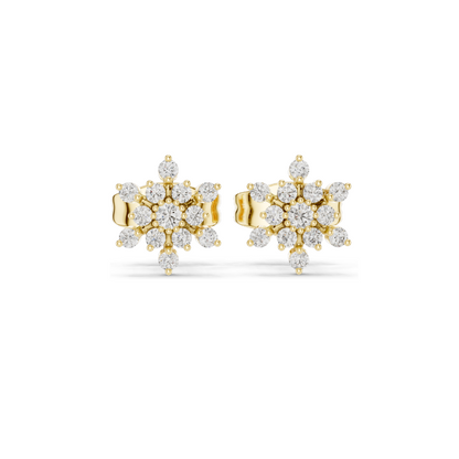 0.174 CT Lab Diamond Snowflake Earrings for Women | VVS-VS EF Clarity | 18KT, 14KT, 10KT Gold & 925 Silver | Rose, Yellow, White Gold & Moissanite Options