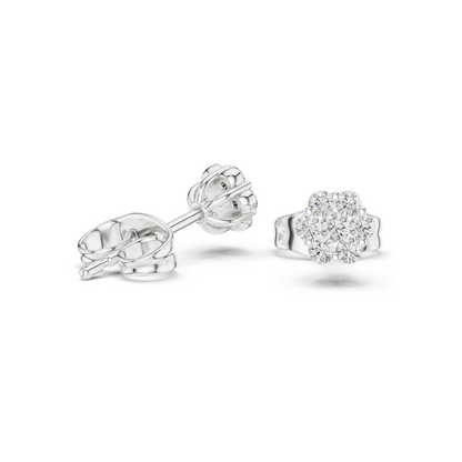 Lab Diamond Flower Stud Earrings | 0.194 CT VVS-VS EF Clarity | 18KT, 14KT, 10KT Gold & 925 Silver | Rose, Yellow, White Gold & Moissanite Options