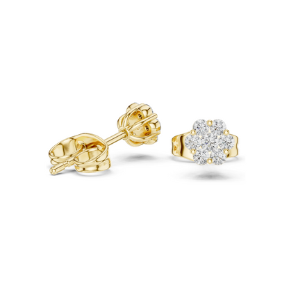 Lab Diamond Flower Stud Earrings | 0.194 CT VVS-VS EF Clarity | 18KT, 14KT, 10KT Gold & 925 Silver | Rose, Yellow, White Gold & Moissanite Options