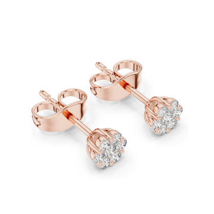 Lab Diamond Flower Stud Earrings | 0.194 CT VVS-VS EF Clarity | 18KT, 14KT, 10KT Gold & 925 Silver | Rose, Yellow, White Gold & Moissanite Options