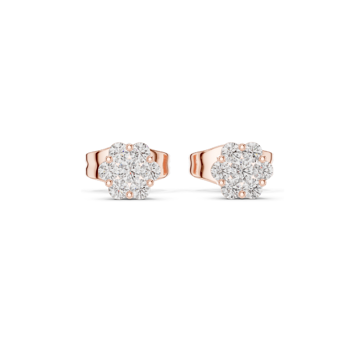 Lab Diamond Flower Stud Earrings | 0.194 CT VVS-VS EF Clarity | 18KT, 14KT, 10KT Gold & 925 Silver | Rose, Yellow, White Gold & Moissanite Options