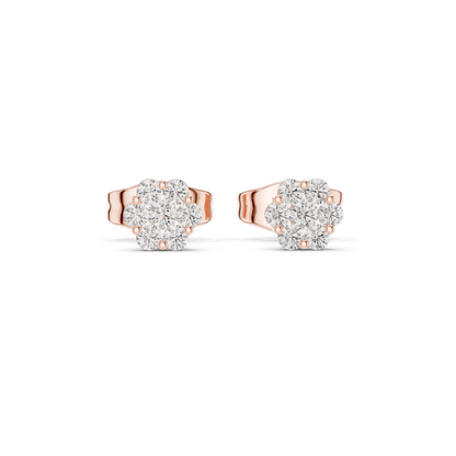 Lab Diamond Flower Stud Earrings | 0.194 CT VVS-VS EF Clarity | 18KT, 14KT, 10KT Gold & 925 Silver | Rose, Yellow, White Gold & Moissanite Options