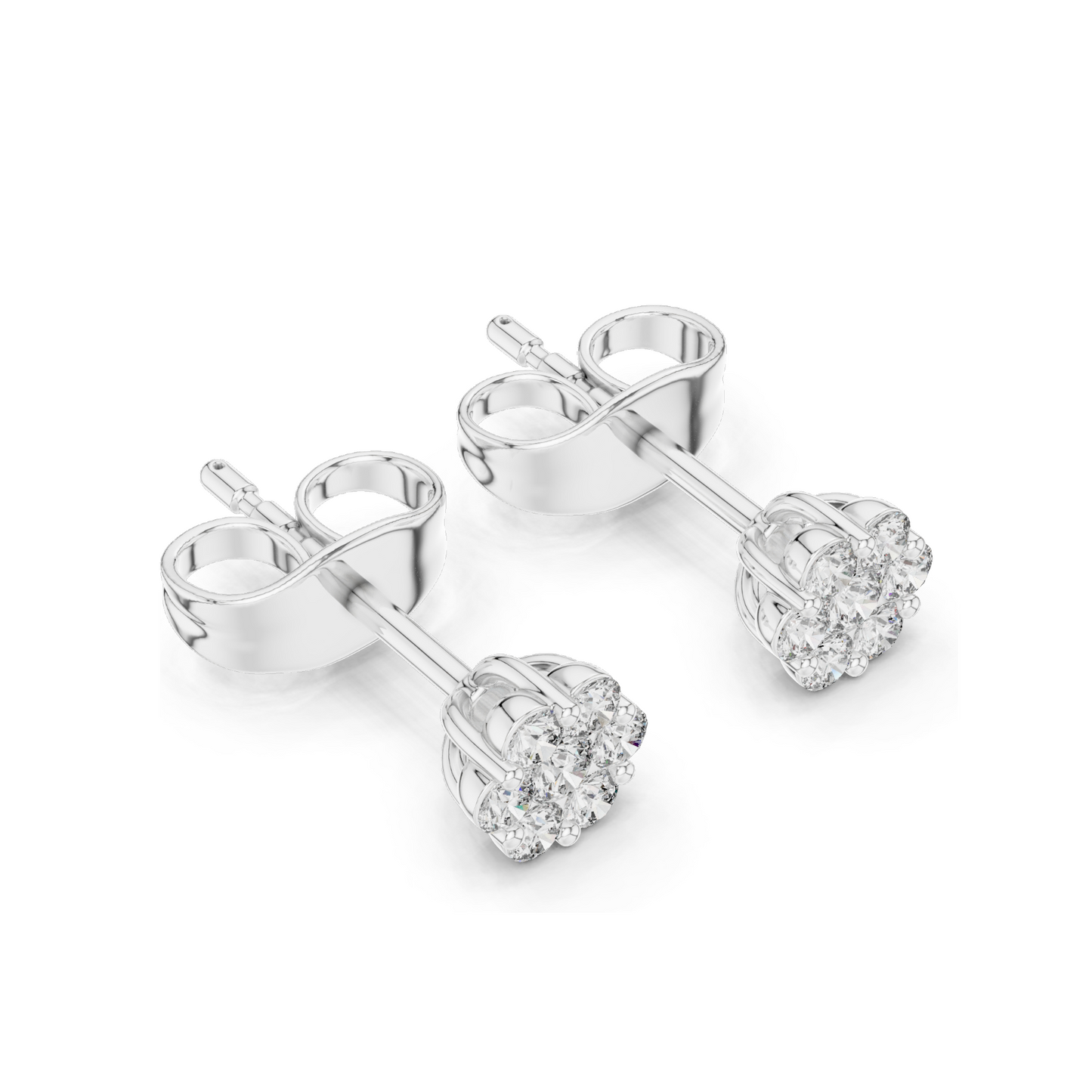 Lab Diamond Flower Stud Earrings | 0.194 CT VVS-VS EF Clarity | 18KT, 14KT, 10KT Gold & 925 Silver | Rose, Yellow, White Gold & Moissanite Options