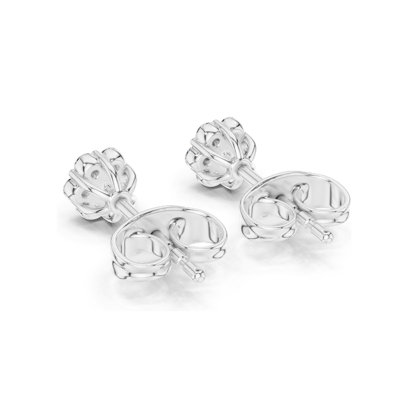Lab Diamond Flower Stud Earrings | 0.194 CT VVS-VS EF Clarity | 18KT, 14KT, 10KT Gold & 925 Silver | Rose, Yellow, White Gold & Moissanite Options