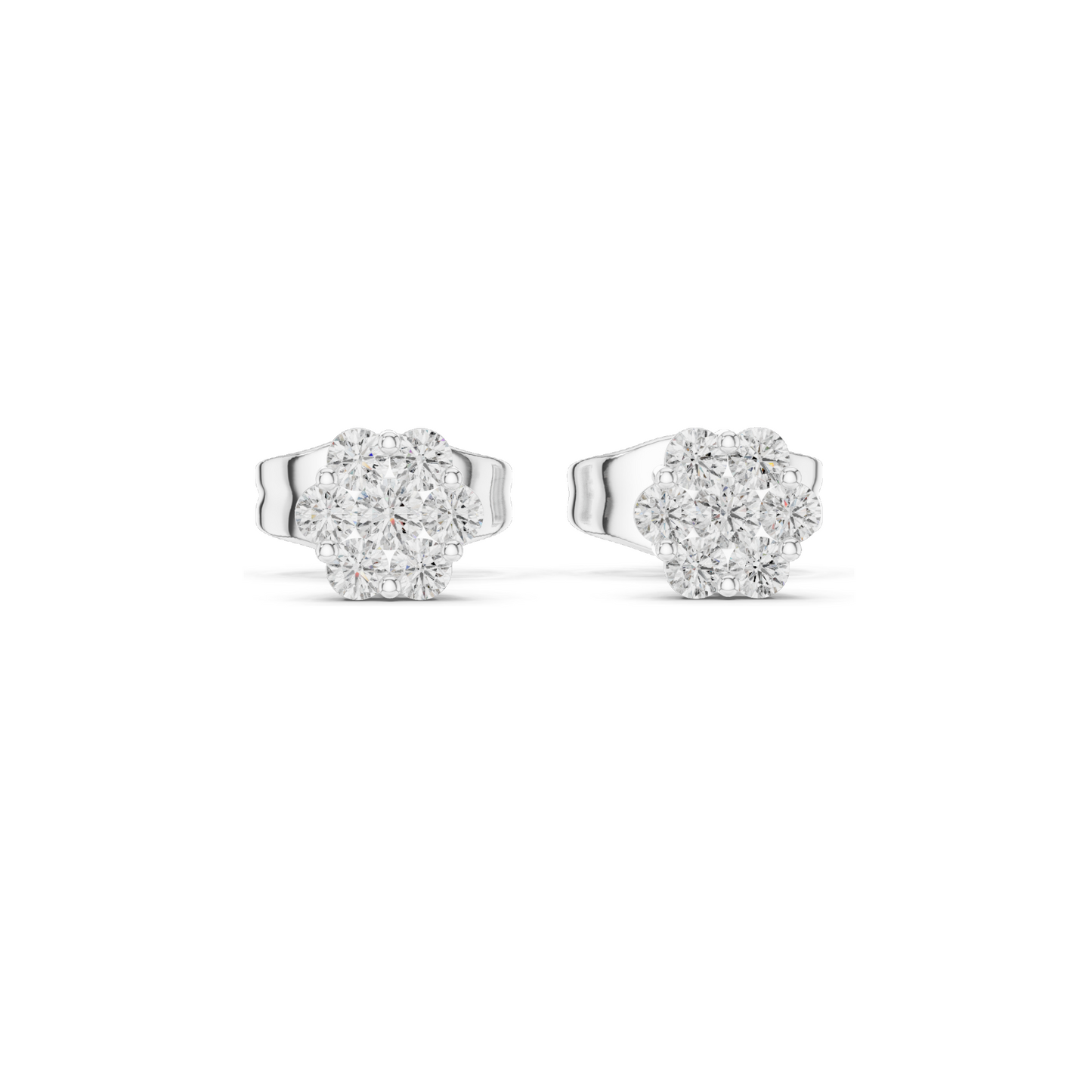 Lab Diamond Flower Stud Earrings | 0.194 CT VVS-VS EF Clarity | 18KT, 14KT, 10KT Gold & 925 Silver | Rose, Yellow, White Gold & Moissanite Options