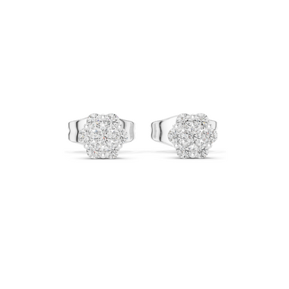 Lab Diamond Flower Stud Earrings | 0.194 CT VVS-VS EF Clarity | 18KT, 14KT, 10KT Gold & 925 Silver | Rose, Yellow, White Gold & Moissanite Options