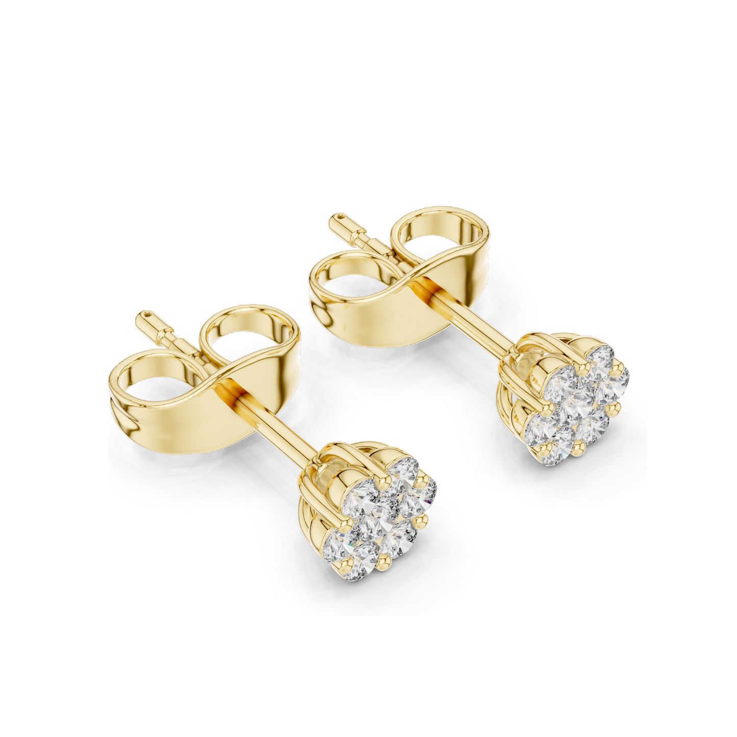 Lab Diamond Flower Stud Earrings | 0.194 CT VVS-VS EF Clarity | 18KT, 14KT, 10KT Gold & 925 Silver | Rose, Yellow, White Gold & Moissanite Options