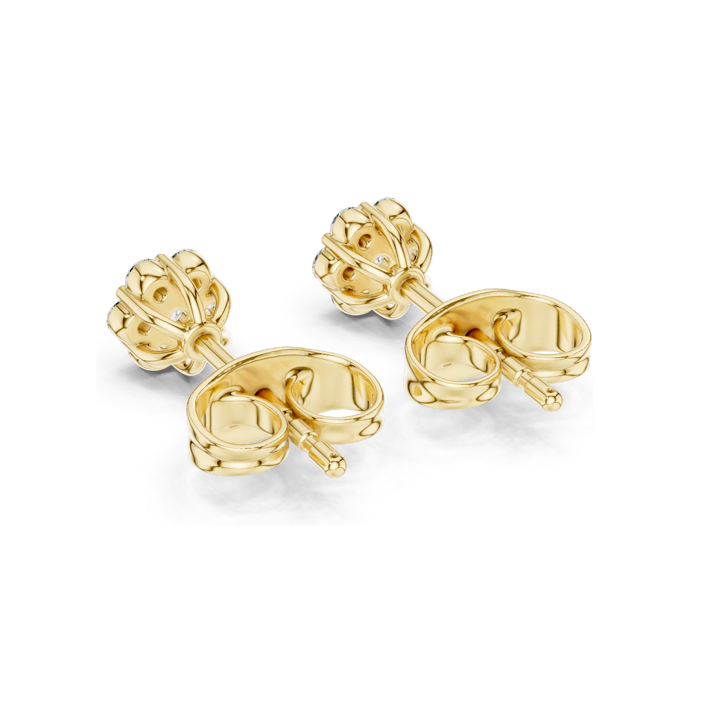 Lab Diamond Flower Stud Earrings | 0.194 CT VVS-VS EF Clarity | 18KT, 14KT, 10KT Gold & 925 Silver | Rose, Yellow, White Gold & Moissanite Options
