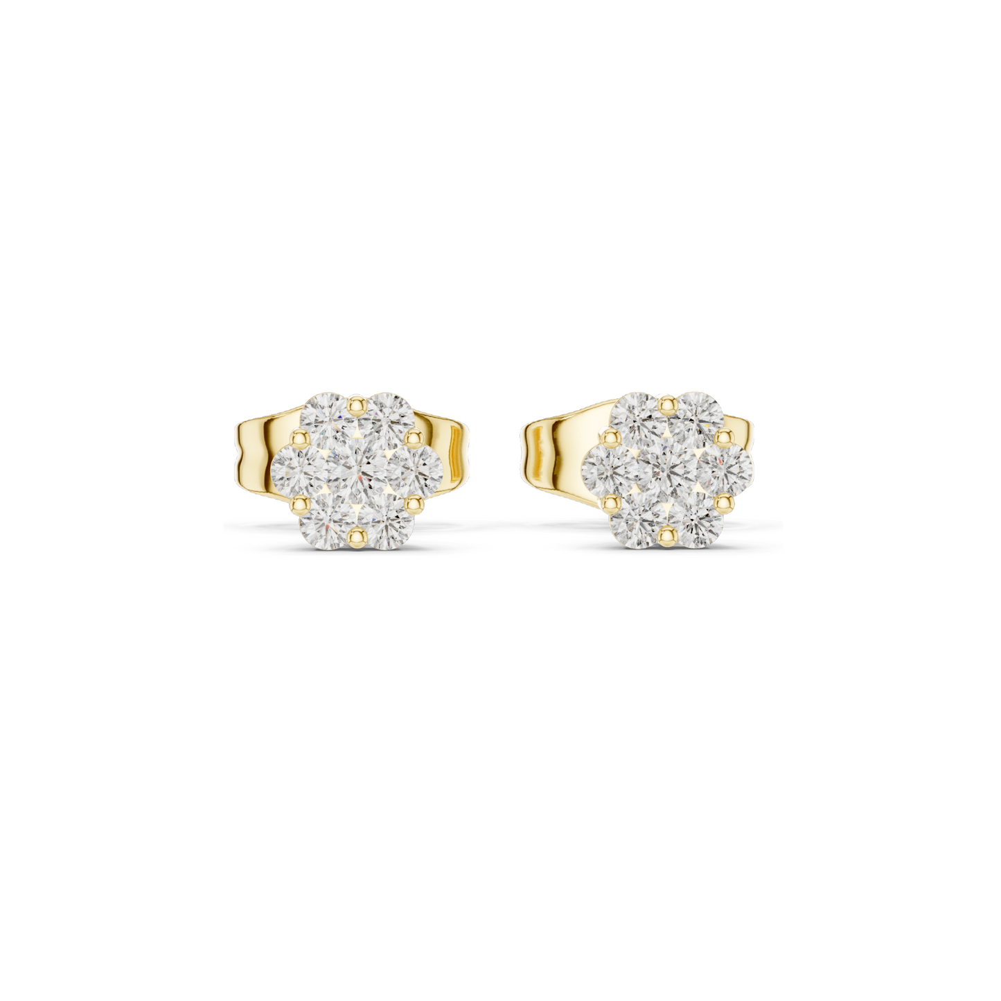 Lab Diamond Flower Stud Earrings | 0.194 CT VVS-VS EF Clarity | 18KT, 14KT, 10KT Gold & 925 Silver | Rose, Yellow, White Gold & Moissanite Options