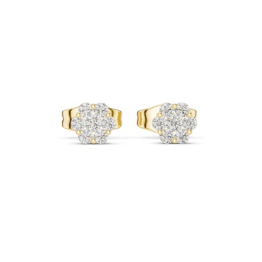 Lab Diamond Flower Stud Earrings | 0.194 CT VVS-VS EF Clarity | 18KT, 14KT, 10KT Gold & 925 Silver | Rose, Yellow, White Gold & Moissanite Options