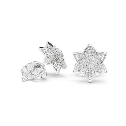 0.236 CT Lab Diamond Floral Earrings | VVS-VS EF Clarity | 18KT, 14KT, 10KT Gold & 925 Silver | Rose, Yellow, White Gold & Moissanite Options