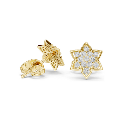 0.236 CT Lab Diamond Floral Earrings | VVS-VS EF Clarity | 18KT, 14KT, 10KT Gold & 925 Silver | Rose, Yellow, White Gold & Moissanite Options