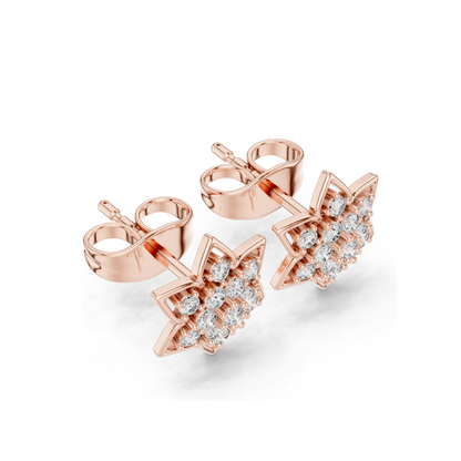 0.236 CT Lab Diamond Floral Earrings | VVS-VS EF Clarity | 18KT, 14KT, 10KT Gold & 925 Silver | Rose, Yellow, White Gold & Moissanite Options