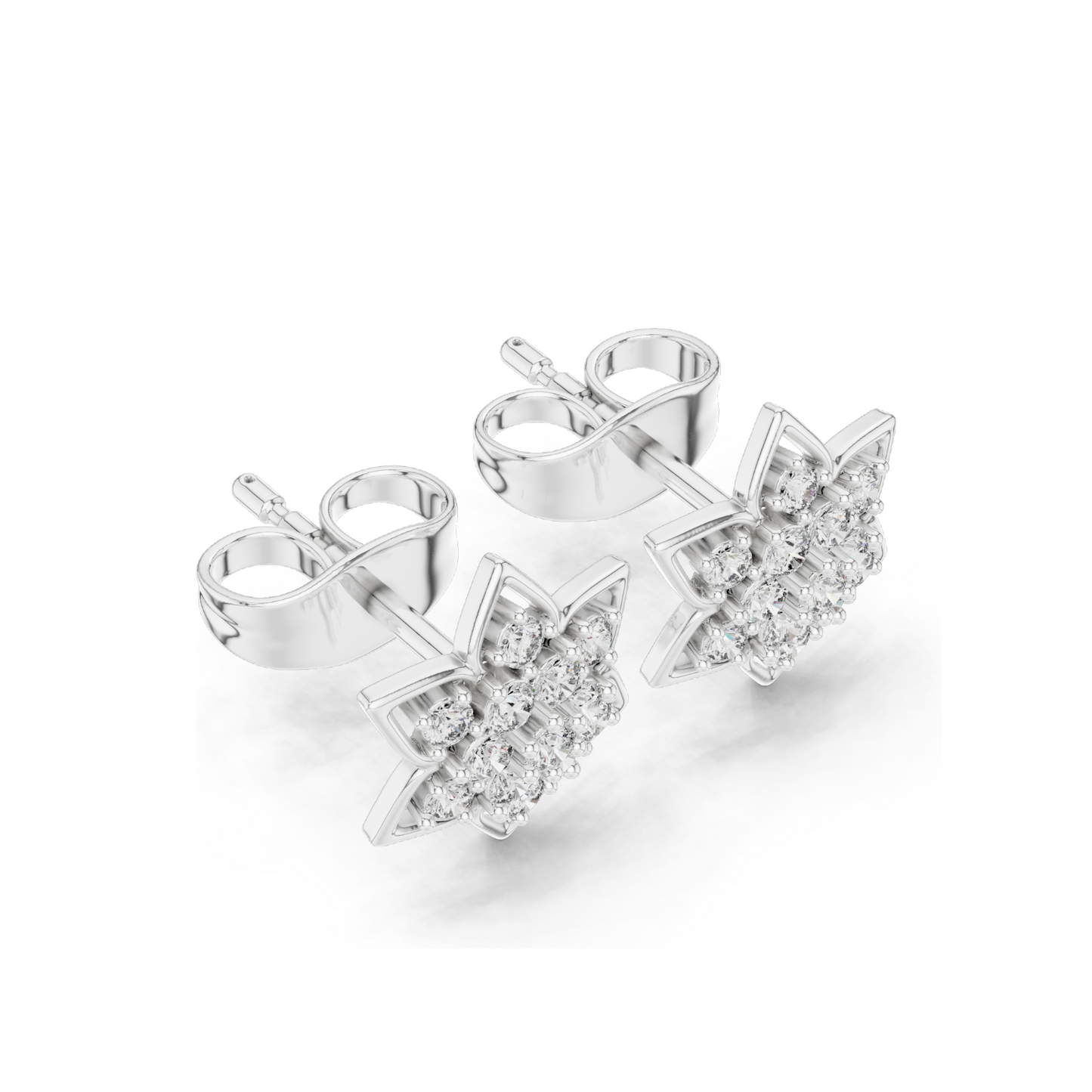 0.236 CT Lab Diamond Floral Earrings | VVS-VS EF Clarity | 18KT, 14KT, 10KT Gold & 925 Silver | Rose, Yellow, White Gold & Moissanite Options