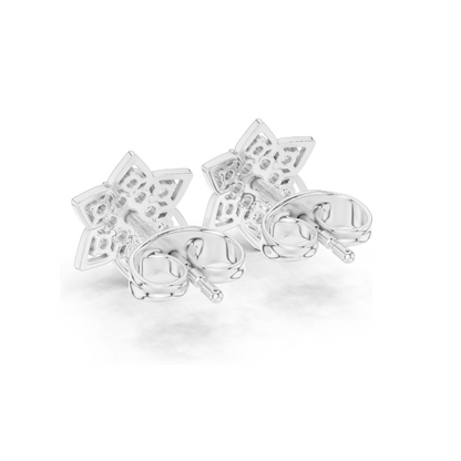 0.236 CT Lab Diamond Floral Earrings | VVS-VS EF Clarity | 18KT, 14KT, 10KT Gold & 925 Silver | Rose, Yellow, White Gold & Moissanite Options