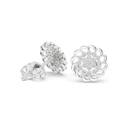 0.18 CT Lab Diamond Floral Earrings for Women | VVS-VS EF Clarity | 18KT, 14KT, 10KT Gold & 925 Silver | Rose, Yellow, White Gold & Moissanite Options