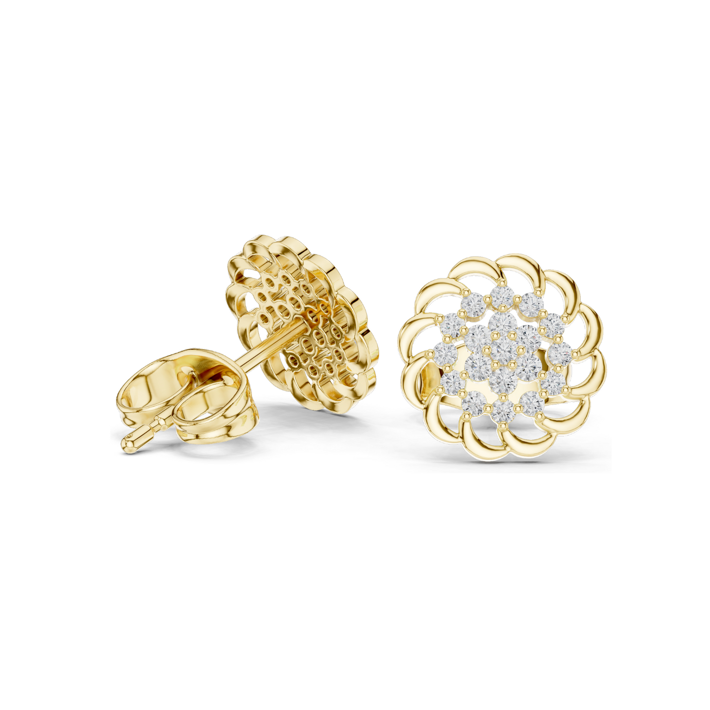 0.18 CT Lab Diamond Floral Earrings for Women | VVS-VS EF Clarity | 18KT, 14KT, 10KT Gold & 925 Silver | Rose, Yellow, White Gold & Moissanite Options