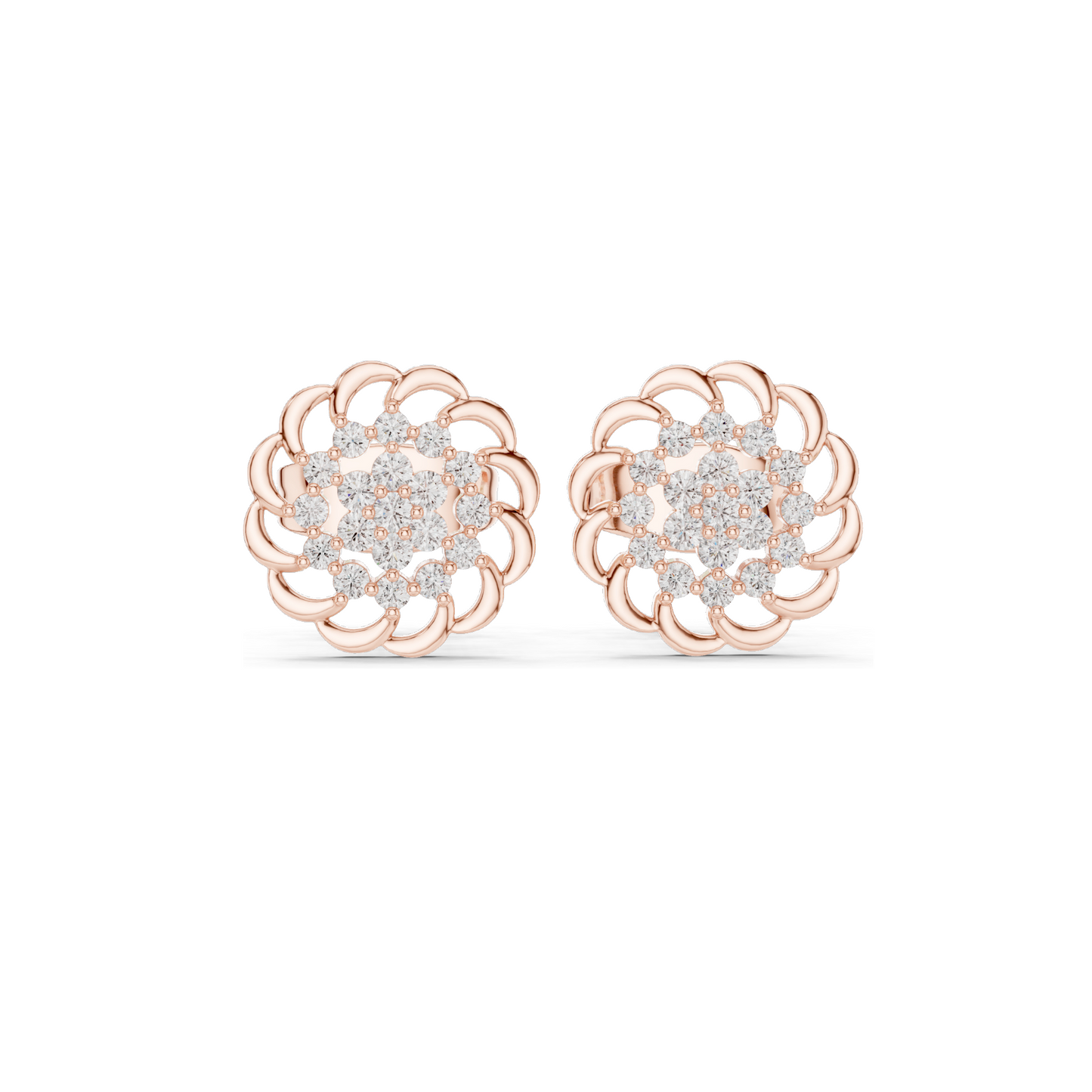 0.18 CT Lab Diamond Floral Earrings for Women | VVS-VS EF Clarity | 18KT, 14KT, 10KT Gold & 925 Silver | Rose, Yellow, White Gold & Moissanite Options