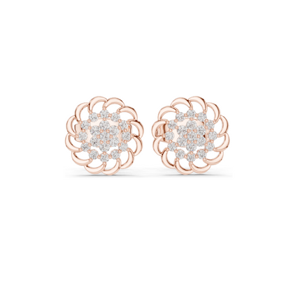 0.18 CT Lab Diamond Floral Earrings for Women | VVS-VS EF Clarity | 18KT, 14KT, 10KT Gold & 925 Silver | Rose, Yellow, White Gold & Moissanite Options