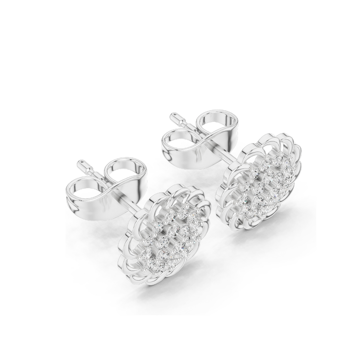 0.18 CT Lab Diamond Floral Earrings for Women | VVS-VS EF Clarity | 18KT, 14KT, 10KT Gold & 925 Silver | Rose, Yellow, White Gold & Moissanite Options