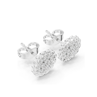 0.18 CT Lab Diamond Floral Earrings for Women | VVS-VS EF Clarity | 18KT, 14KT, 10KT Gold & 925 Silver | Rose, Yellow, White Gold & Moissanite Options