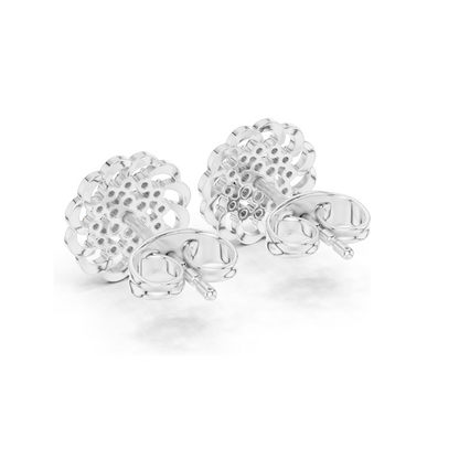 0.18 CT Lab Diamond Floral Earrings for Women | VVS-VS EF Clarity | 18KT, 14KT, 10KT Gold & 925 Silver | Rose, Yellow, White Gold & Moissanite Options