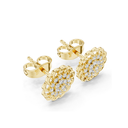 0.18 CT Lab Diamond Floral Earrings for Women | VVS-VS EF Clarity | 18KT, 14KT, 10KT Gold & 925 Silver | Rose, Yellow, White Gold & Moissanite Options