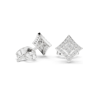 0.192 CT Lab Diamond Stud Earrings | Princess Cut Look | VVS-VS EF Clarity | 18KT, 14KT, 10KT Gold & 925 Silver | Rose, Yellow, White Gold & Moissanite Options