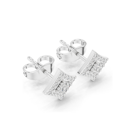 0.192 CT Lab Diamond Stud Earrings | Princess Cut Look | VVS-VS EF Clarity | 18KT, 14KT, 10KT Gold & 925 Silver | Rose, Yellow, White Gold & Moissanite Options