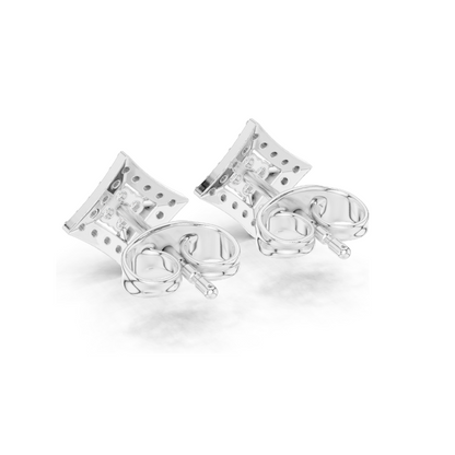 0.192 CT Lab Diamond Stud Earrings | Princess Cut Look | VVS-VS EF Clarity | 18KT, 14KT, 10KT Gold & 925 Silver | Rose, Yellow, White Gold & Moissanite Options